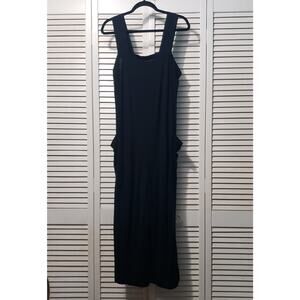 Eileen Fisher Cropped Wide Leg Jumpsuit Women's Small Black Oversized Sleeveless